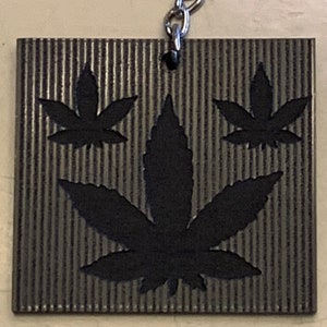 Weed Leaf Box Lines - Schwarzer Acryl Schlüsselanhänger