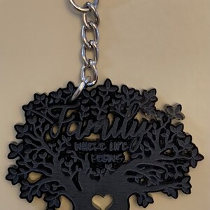 family where life begins love never ends - Black acrylic keychain