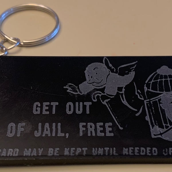 get out of jail free card - Black acrylic bag accessory