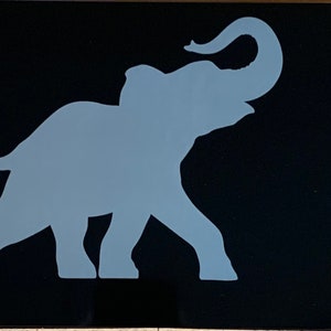 Olifant - Zwart aluminium gegraveerd kaptafelplaatje
