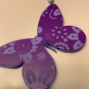 engraved butterfly - Purple acrylic bag accessory