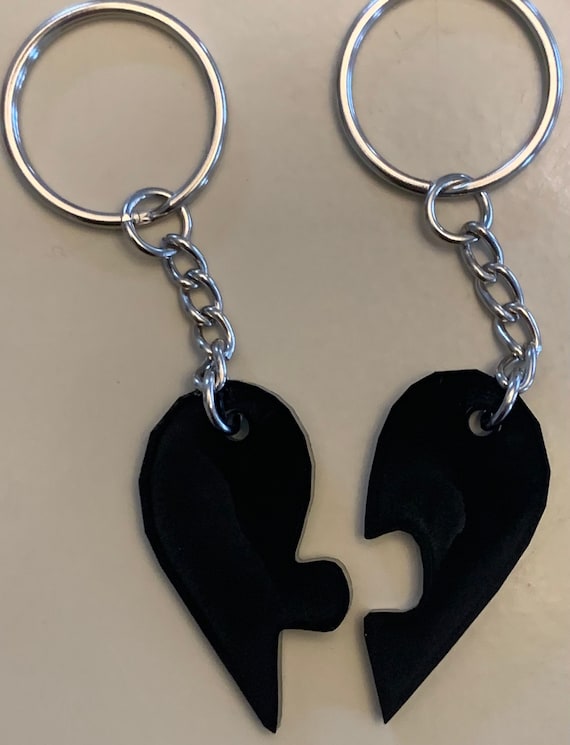Puzzle Heart Pair - Black Acrylic Keychain - Etsy