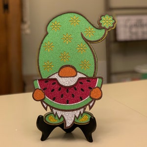 Gnome pastèque - Papier cartonné scintillant découpé
