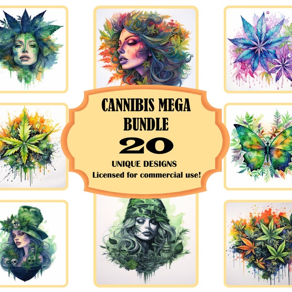 420 Watercolor PNG Bundle, cannabis png, marijuana png, marijuana art,plant png,stoner png,weed clipart, instant download commercial use v6