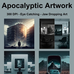 25 Apocalyptic Futuristic Technology Themed Artwork - Futuristic Art, Dystopian Art, Ruined City Art, Doomsday Art - 300+ DPI High Quality