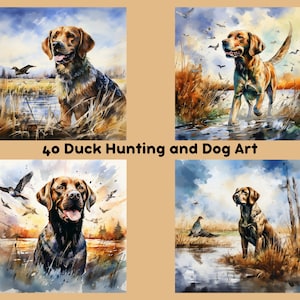 Caza de patos y arte de perros de caza - 40 PNG únicos - Uso comercial permitido - Ilustraciones de caza - Perros de caza - Caza PNG - Arte de patos