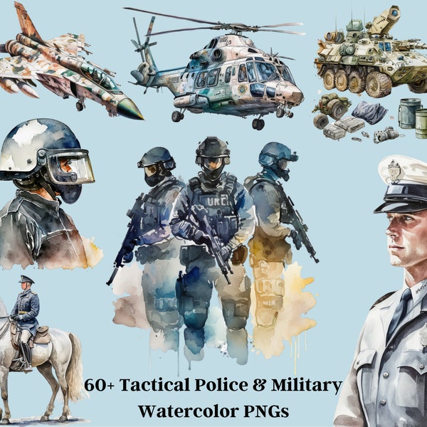 Tactical Police and Military PNG 60+ Bundle Artwork - Helicopter Art, Police Art, Mounted Police, Police Dog, Military Tanks, Commercial Use