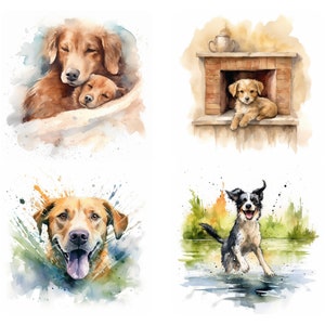 Chesapeake 20 Clipart PNG Bunde - Chessie Puppies - High Quality Watercolor Art Instant Download - Opaque Images - Commercial Use Allowed v3