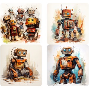 20 fantastische robot clipart, jongens T-shirt PNG-illustraties, 20 unieke robotstukken, robot clipart, robot png, instant download commercieel gebruik