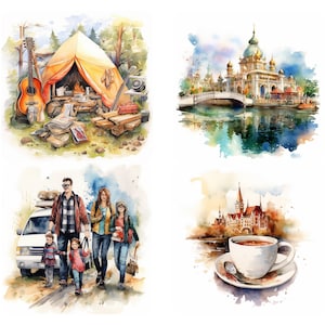 Familienurlaub Kunst, Sommer Familie Clipart, Strand Familie Clipart, Bruder Schwester Clipart, Camping Kunst, Boot Kunst, Zug Art Sofortiger Download