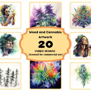 Trippy Weed Blatt PNG Bundle, Aquarell Cannabis Kunst, Weed Art - T-Shirts, Aufkleber, Poster, und mehr! kommerzielle Nutzung, Sofort-Download v4
