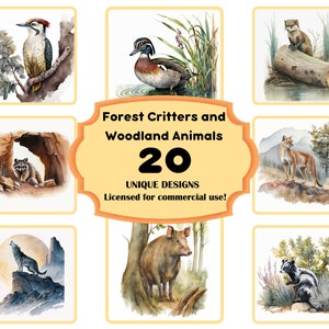 Waldtiere, Waldtiere, Tierkunst-Bundle, Waldkunst, Waldtierkunst, PNG-Bundle Sofortiger Download Kommerzielle Nutzung erlaubt