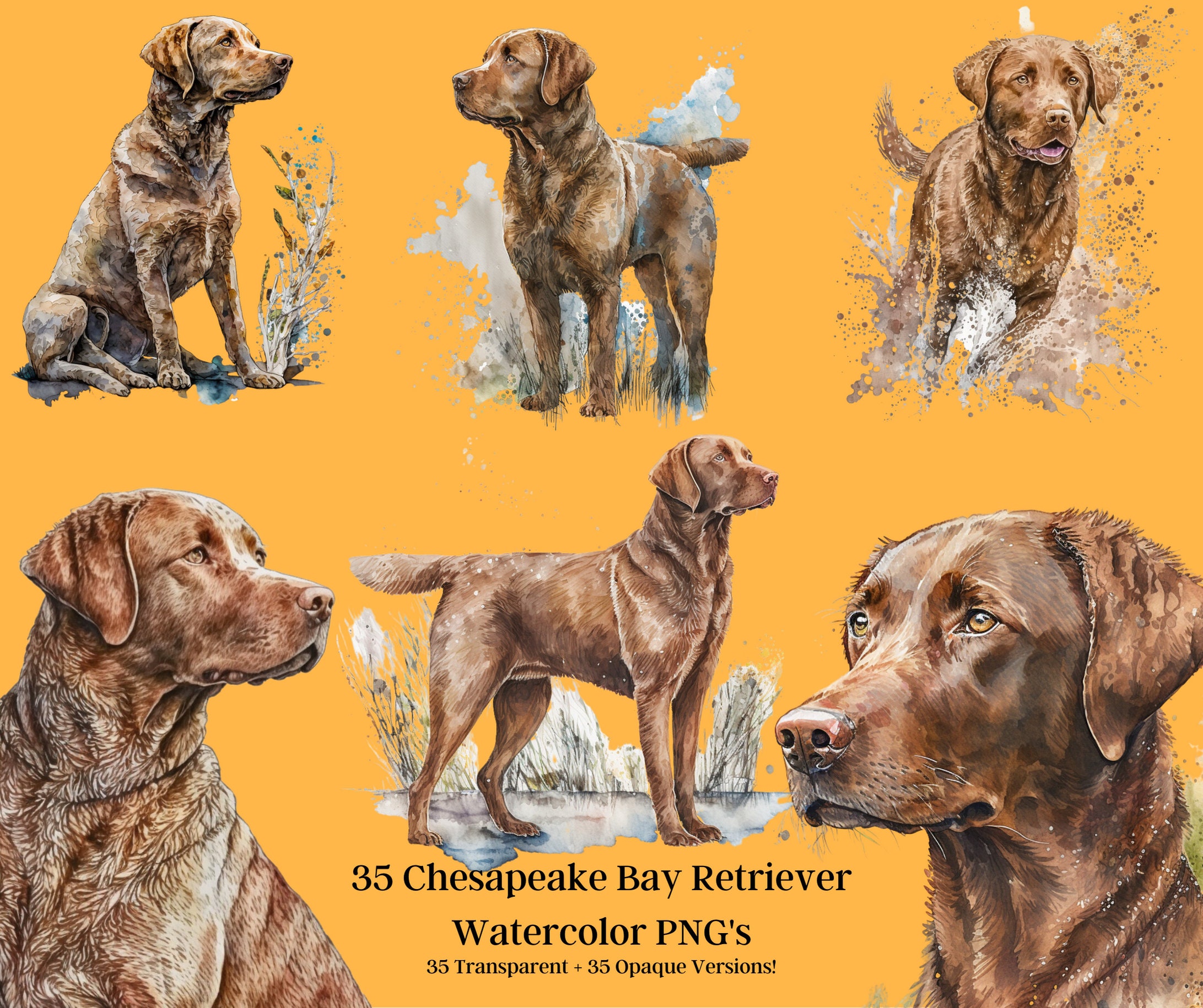 Chesapeake Bay Retriever Clipart Pngs - High Quality Watercolor Art ...
