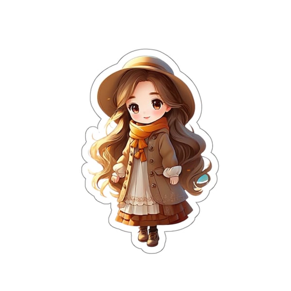 Precious Girl Sticker Young Girl in a Hat Sticker Autumn Darling Sticker Adorable Girl Vinyl Decal for Water Bottle Sticker