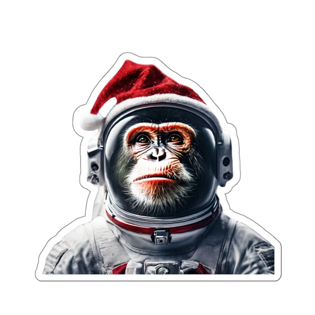 Christmas Space Monkey Sticker Monkey Space Suit Sticker Santa Hat ...