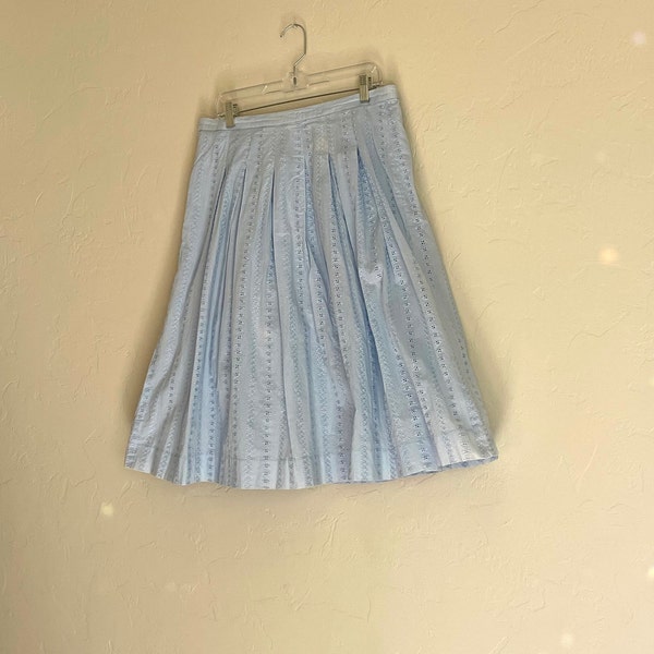 Beautiful Vintage Céline Blue Cotton Skirt | Authenticated || Breathable | Dainty | Great Vintage Condition