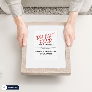 Sensitive Plumbing, Instant Download, Do Not Flush Sign, Bathroom Decor, Only Flush Toilet Paper, Bathroom Printable