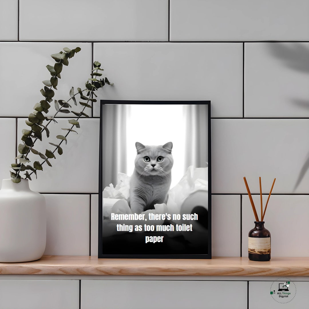 Funny Cat Art Bathroom Sign, Cat Lover Gift, Cat Bathroom Print, Funny ...