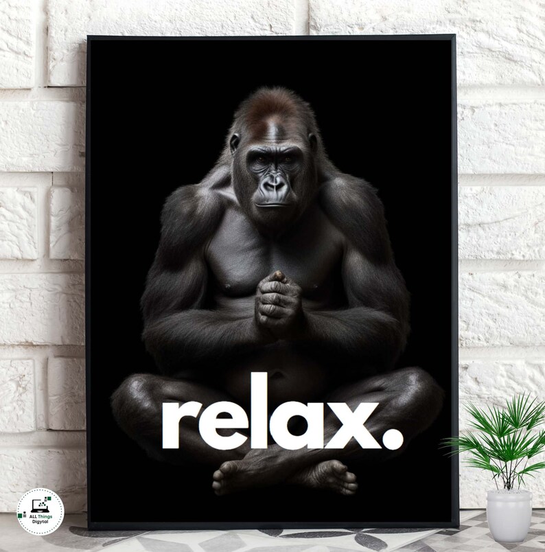 Gorilla Yoga Pose Meditation One Piece Poster Cool Gorilla Etsy