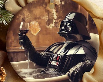 Darth Vader Christmas Ornament: Funny Sci-Fi Bath Scene (Ceramic)