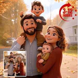 3D Couple Cartoon Photo, Custom Cartoon Portrait, Cartoon Family Portrait, Cartoon Style Couple, Cartoon Portrait From Photo, Digital File