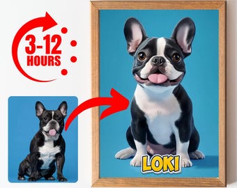 Arte de desenho animado para animais de estimação, Arte digital personalizada para animais de estimação, Retrato de animal de estimação e dono, Downloads digitais, Presente para amantes de cães para retrato de desenho animado para animais de estimação, Retrato de cachorro