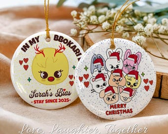 Custom Kpop Ornament 2025 – In My BBOKARI Era Christmas Gift for STAY (Ceramic)