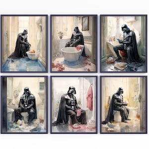 Star Wars 6 Poster, Darth Vader Badezimmer Wandkunst, Star Wars Kunst, Star Wars Aquarell, Star Wars Geschenk, Darth Vader Poster, Digital Downlaod