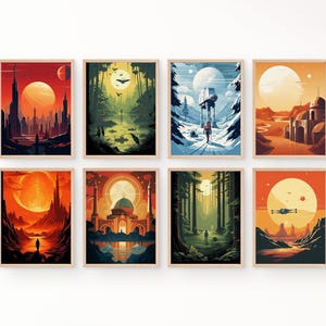 Star Wars Poster Set of 8 Planets, Star Wars Galaxy Posters, Star Wars Poster, Star Wars Print, Star Wars Wall Art, Star Wars Planets Poster