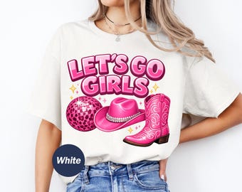 Cowgirl Party Tee - Lets Go Girls Disco Boots Shirt
