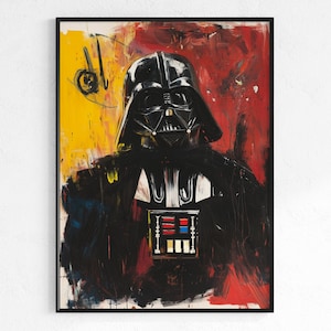 Darth Vader Poster PNG, Star Wars Abstract Art, Dark Side Portrait Print, Modern Wall Art Painting, Pop Art Movie Poster, Digital Download