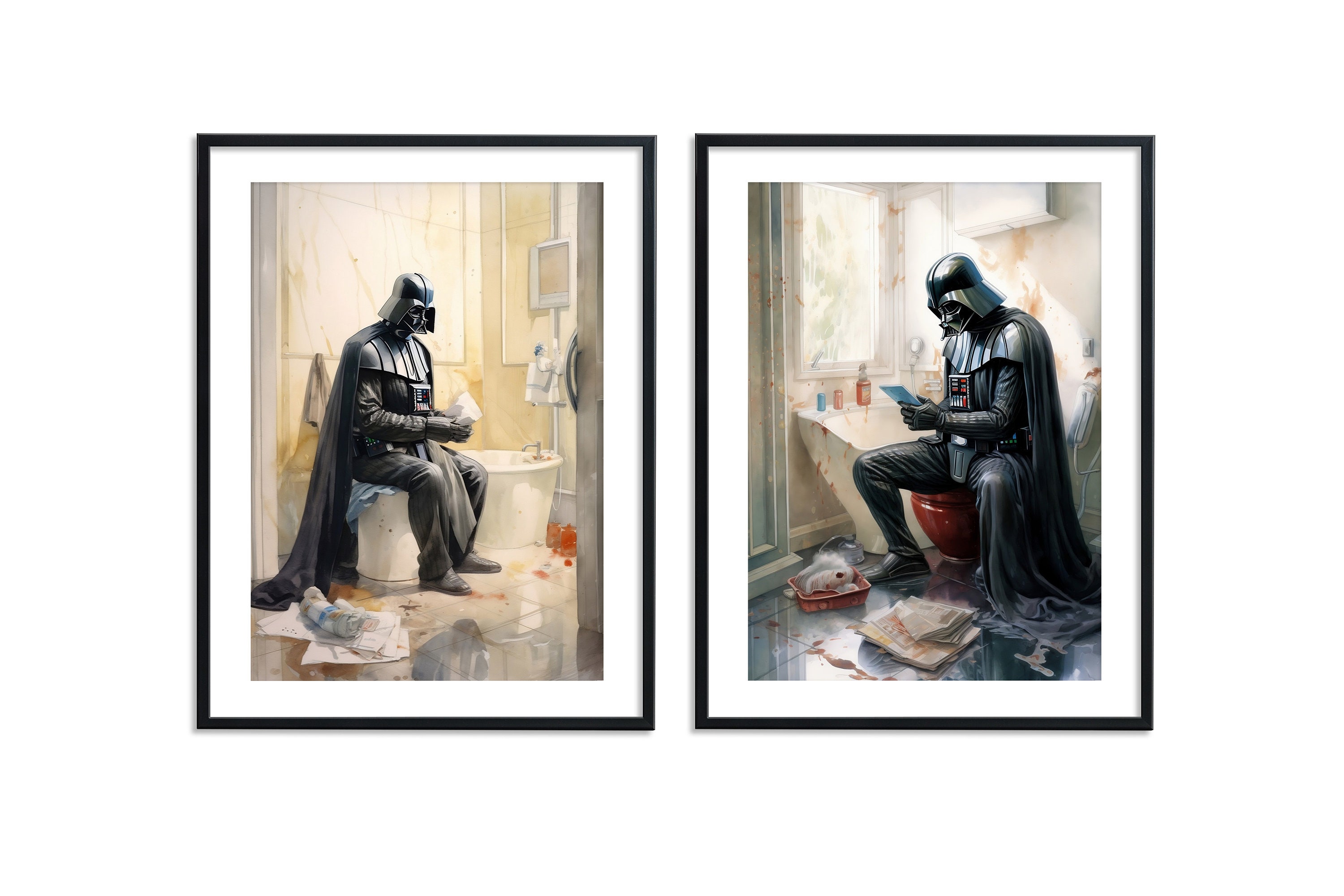 Star Wars 6 Poster, Darth Vader Bathroom Wall Art, Star Wars Art, Star Wars Watercolor, Star