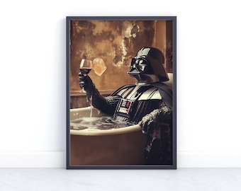 Pôster de banheira de Darth Vader: arte engraçada de banheiro de Star Wars (download digital)