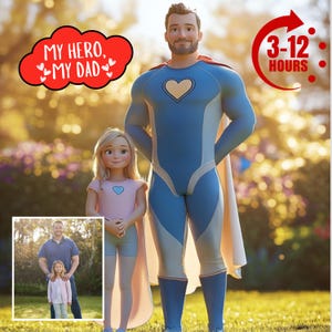 Custom Cartoon Style Portrait, Superhero Cartoon Portrait, Cartoon Family Portrait, Father's Day Gift, Pixar Style Portrait, Gift for Dad