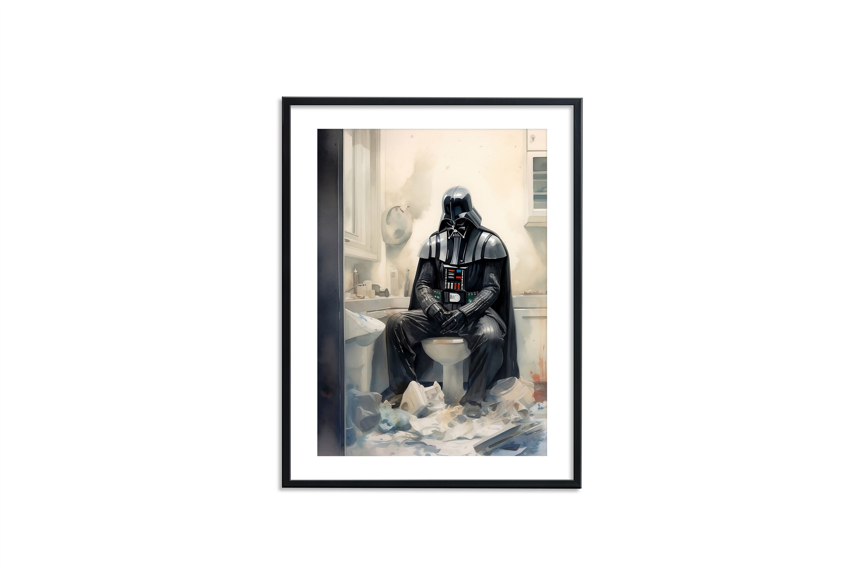 Star Wars 6 Poster, Darth Vader Bathroom Wall Art, Star Wars Art, Star Wars Watercolor, Star