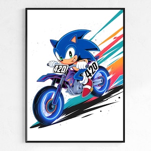 Sonic Hedgehog Poster, Watercolor Posters, Sonic Game Poster Printable, Sonic Fan Gift Poster, Sonic Poster, Digital Print, Sonic Png Prints