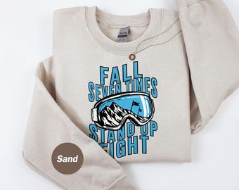 Motivational Ski and Snowboard Shirt - Fall Seven Times Design Tee