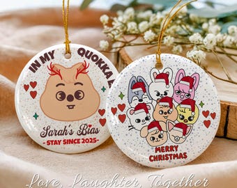 SKZOO Christmas Ornament: Custom Han Quokka - Ceramic Keepsake