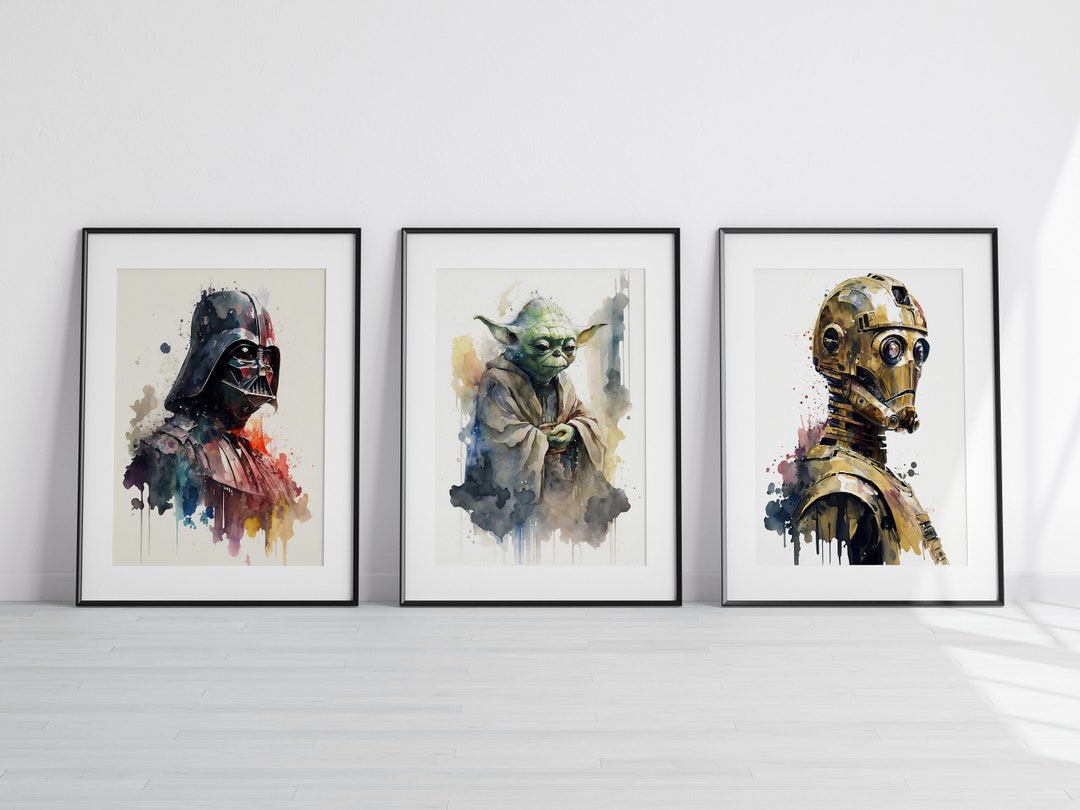 Star Wars Poster Set of 6, Star Wars Wall Art, Watercolor Star Wars ...