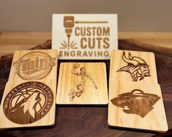 Custom Engraved Wood Coasters, Personalized Logo Coaster, Groomsman Gift, Wedding Gift
