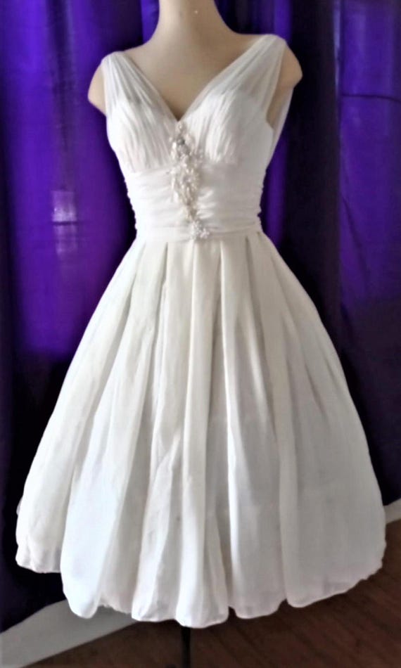 1950s Wedding Dress, Cocktail Dress, Guest Dress, Party Dress, 50s,ivory  Chiffon, Louisa - Etsy