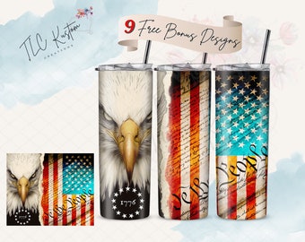 We The People 1776 Patriotic Eagle Drink Tumbler Design - Gift | 20oz & 30oz Tumbler | Sublimation Design PNG | Digital Download File Only