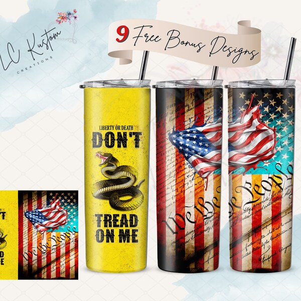 Liberty Or Death Don't Tread On Me Patriotic Tumbler Design | 20oz & 30oz Tumbler | Sublimation Design PNG | Digital Download File Only