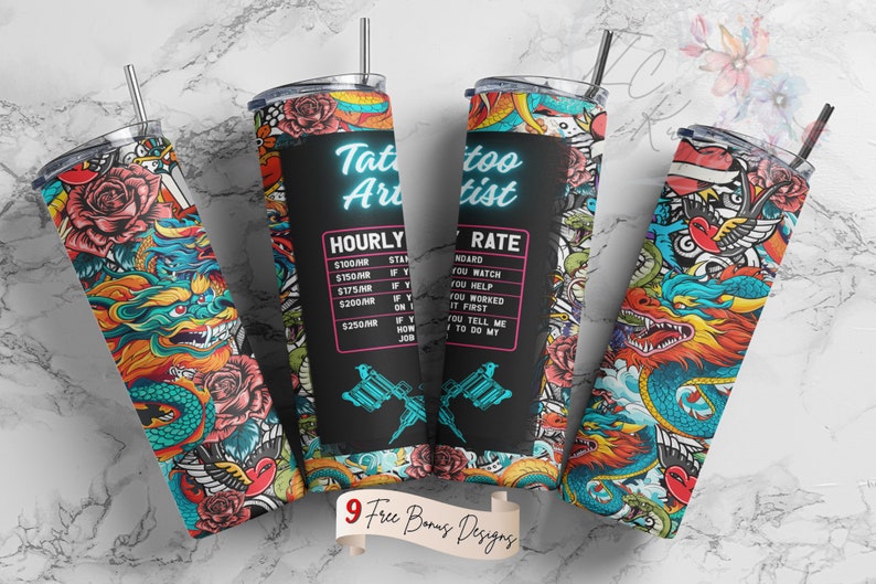 Tattoo Artist Hourly Rate Funny Tumbler Design 20oz & 30oz Tumbler
