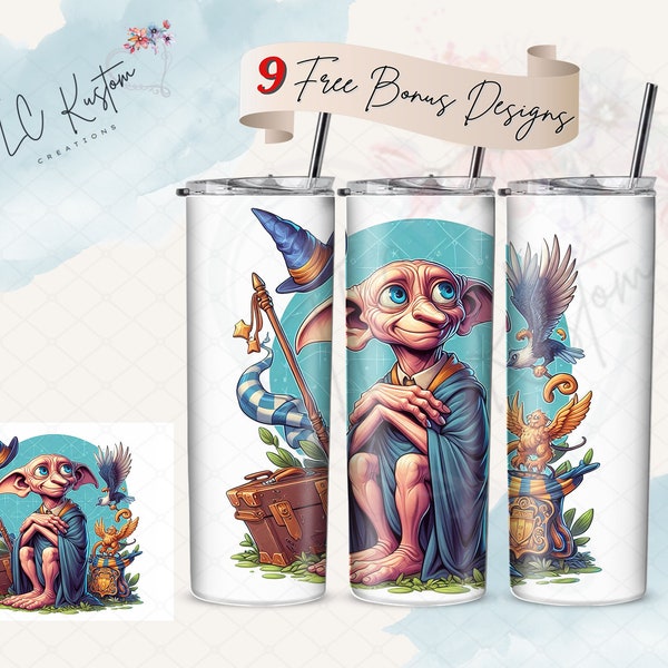 Cute Movie Character Wizard Magical House Elf Tumbler Design | 20oz & 30oz Tumbler | Sublimation Design PNG | Digital Download File Only