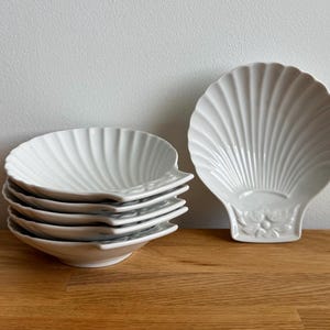 Set of 6 - Classic White Ceramic Scallop Shell Dishes – Pillivuyt, France - French Riviera vibe little plates