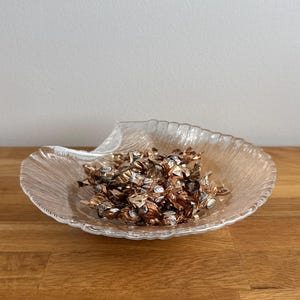 Vintage Italian Glass Shell Bowl by IVV – Handmade Clear Glass with Ribbed Design