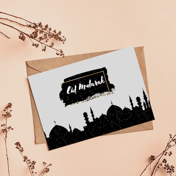 Islamic Card - 'Eid Mubarak' | Islamic Gifts, Greeting Card, Eid Presents, Eid Gift, Eid Celebration, Ramadan Gift