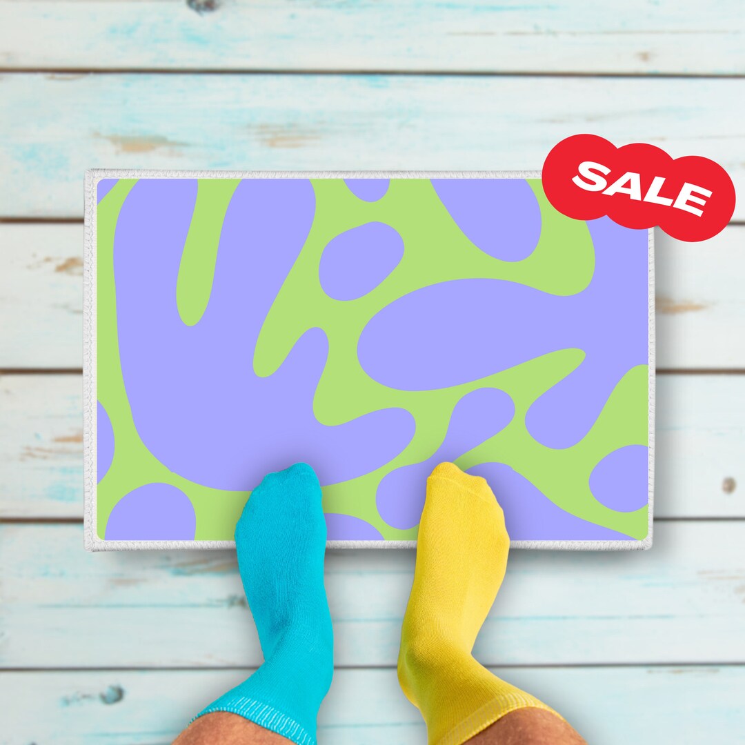 Purple Layering Rug Green 70s Hippie Doormat 80s Retro Trippy Art Door ...