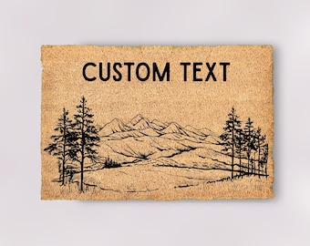 Custom Mountain Door Mat Personalized Family Last Name Doormat Cabin Welcome Mat Nature Lover Gift Small Large Outdoor Mat Housewarming Gift